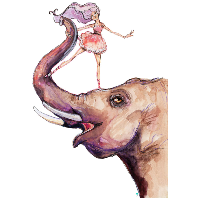 Jane Davenport Circus Girl veggkunst flyttbar