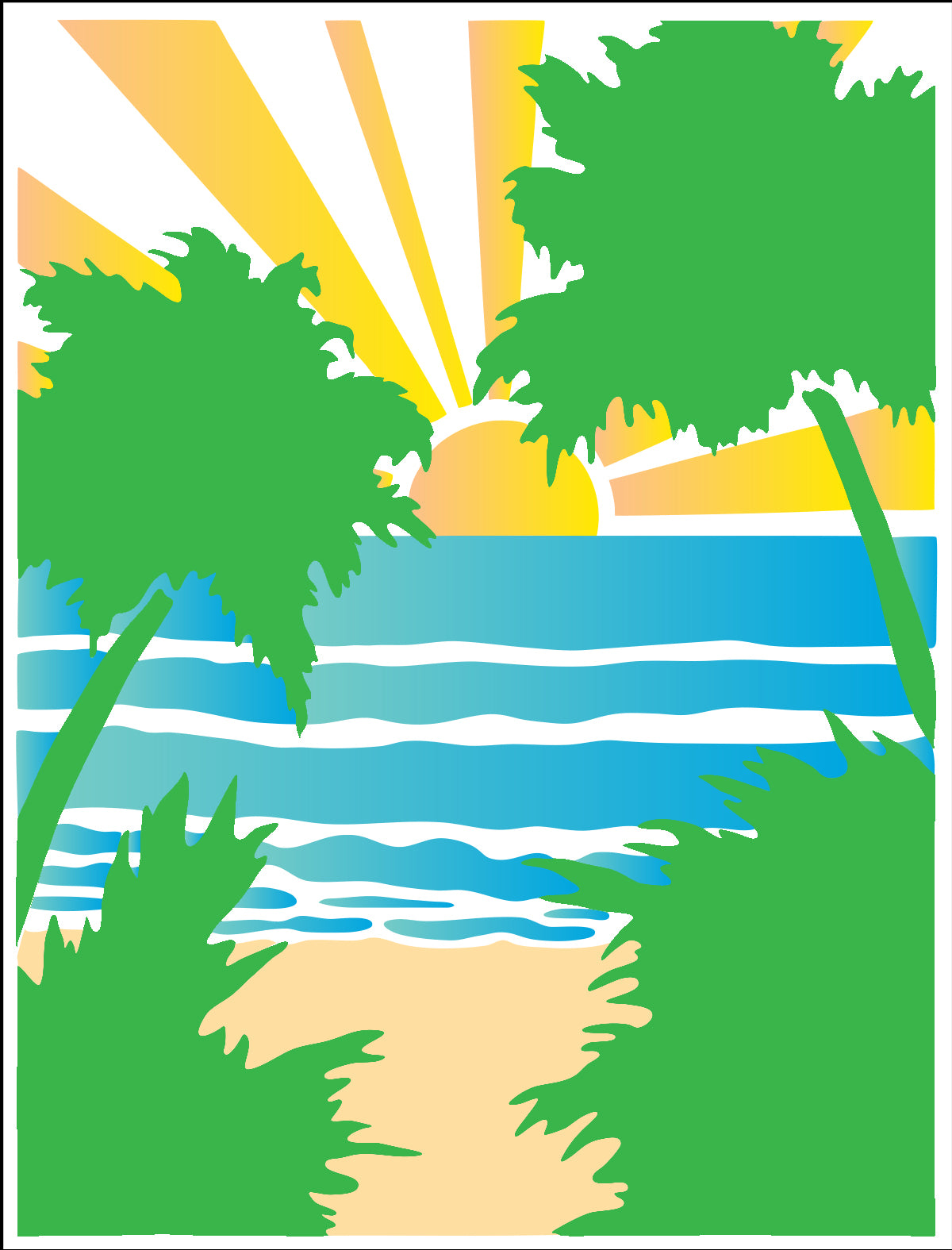 The Crafters Workshop TCW6066 Tropical Sunset sjablong A2 4 lag