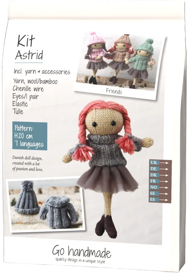 Go Handmade Astrid strikkesett med garn og tilbehør