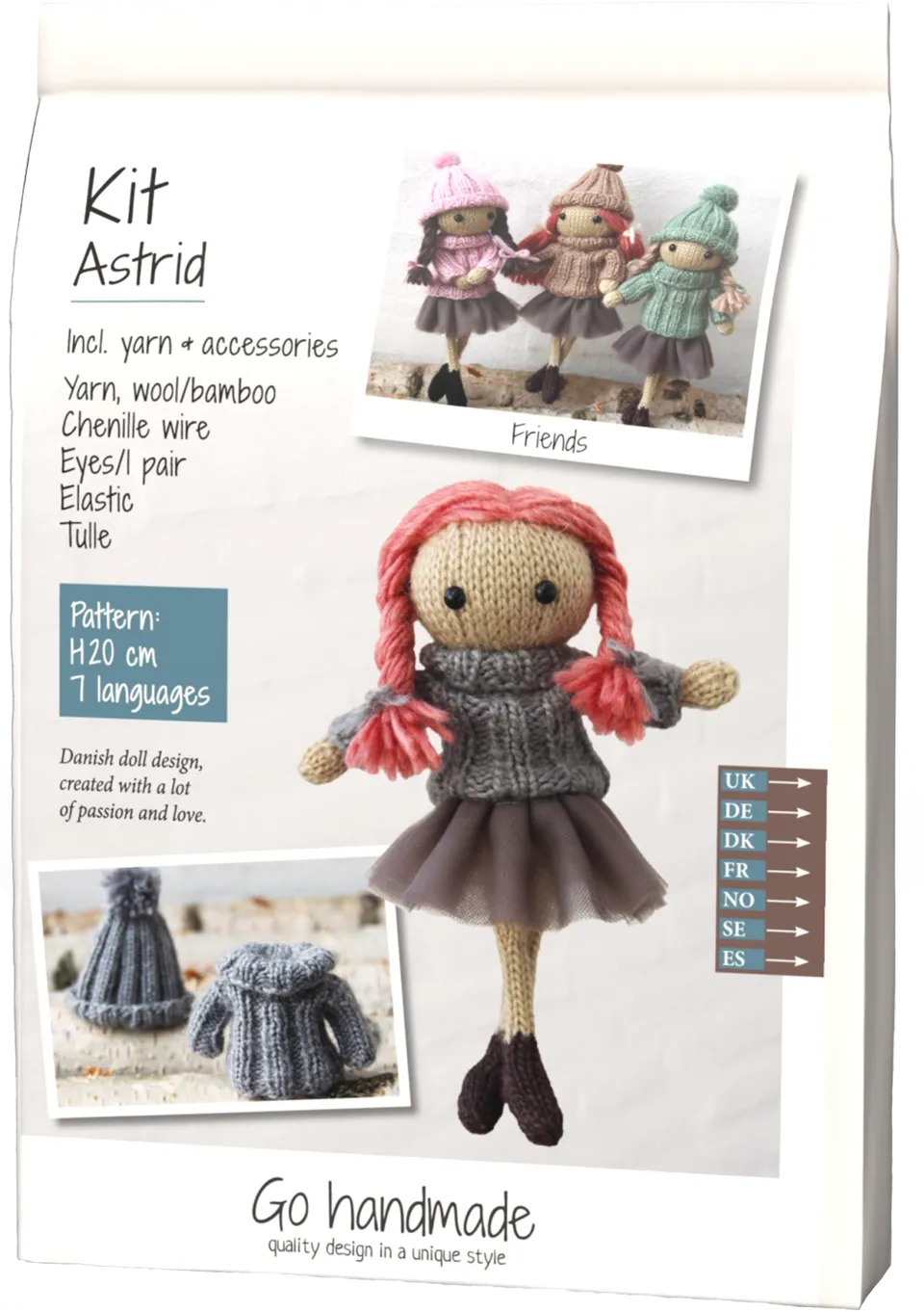 Go Handmade Astrid strikkesett med garn og tilbehør