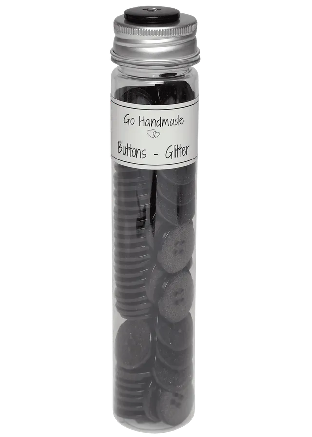 Go Handmade Glitter Deluxe knapper 25 mm sort