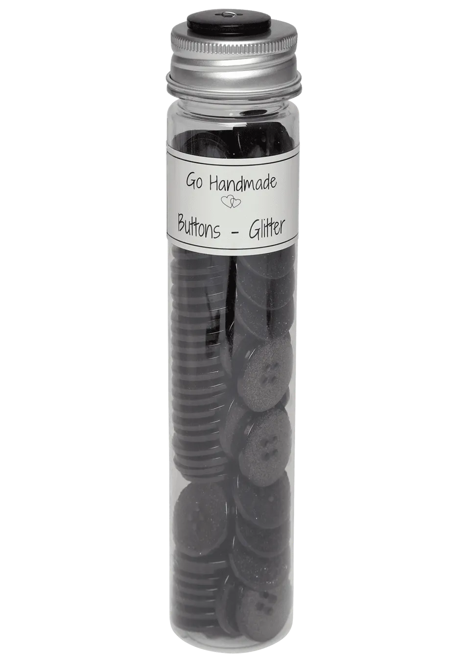 Go Handmade Glitter Deluxe knapper 25 mm svart 65 stk