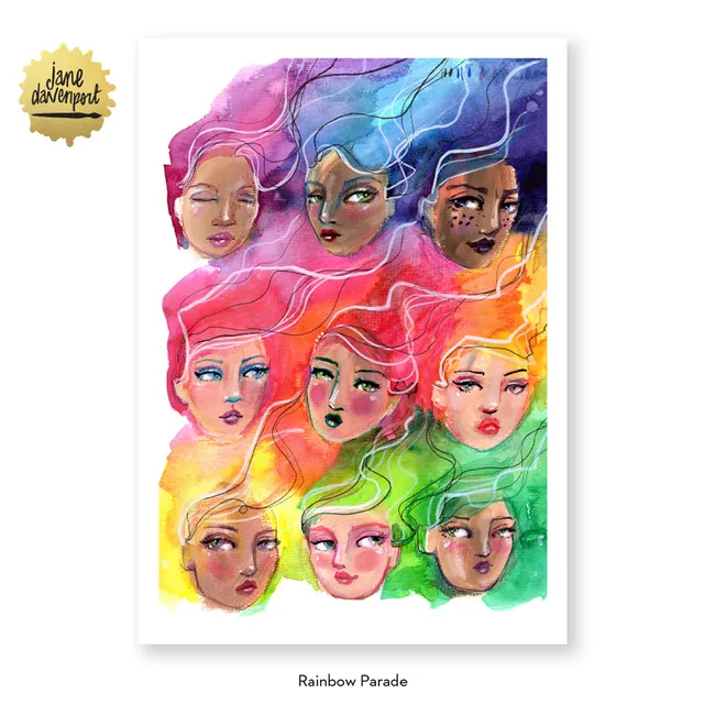 Jane Davenport Rainbow Parade kunsttrykk fargerik