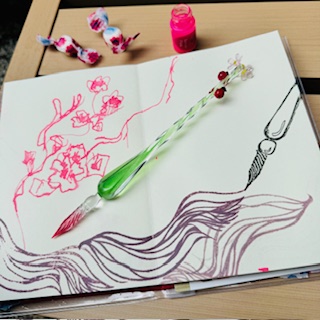 Jane Davenport Tentōmushi glasspenn kirsebærblomst