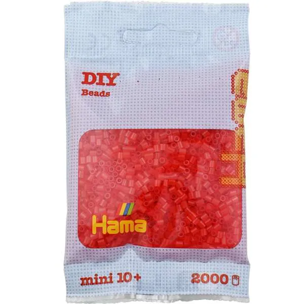Hama Mini rørperler transparent rød 2000 stk 2,5 mm