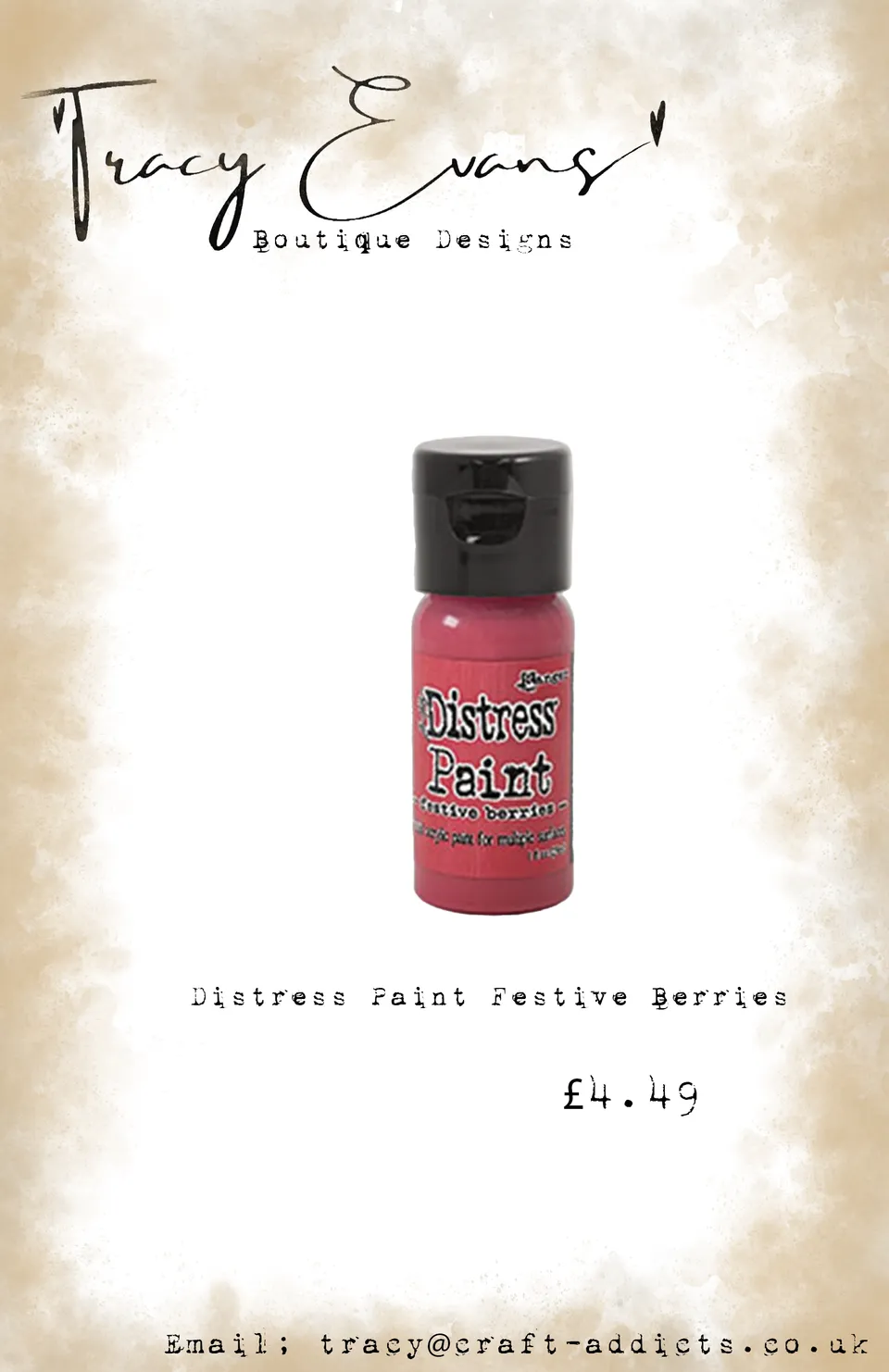 Tracy Evans Design DI143 distressmaling festive berries rød