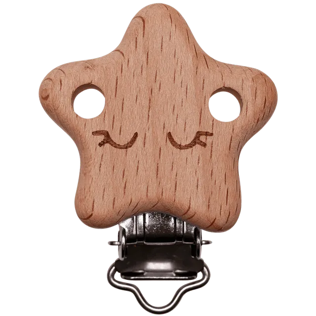 Go Handmade Suspender Clip D30 mm seleklips rund bøk og stål smokkelenke