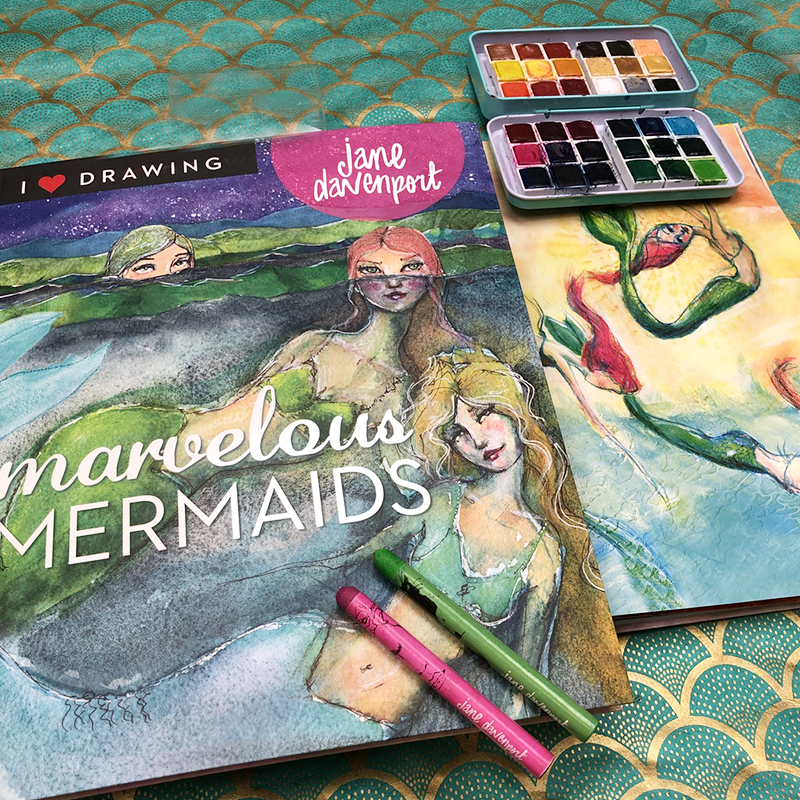 Jane Davenport Marvelous Mermaids tegnebok havfruer