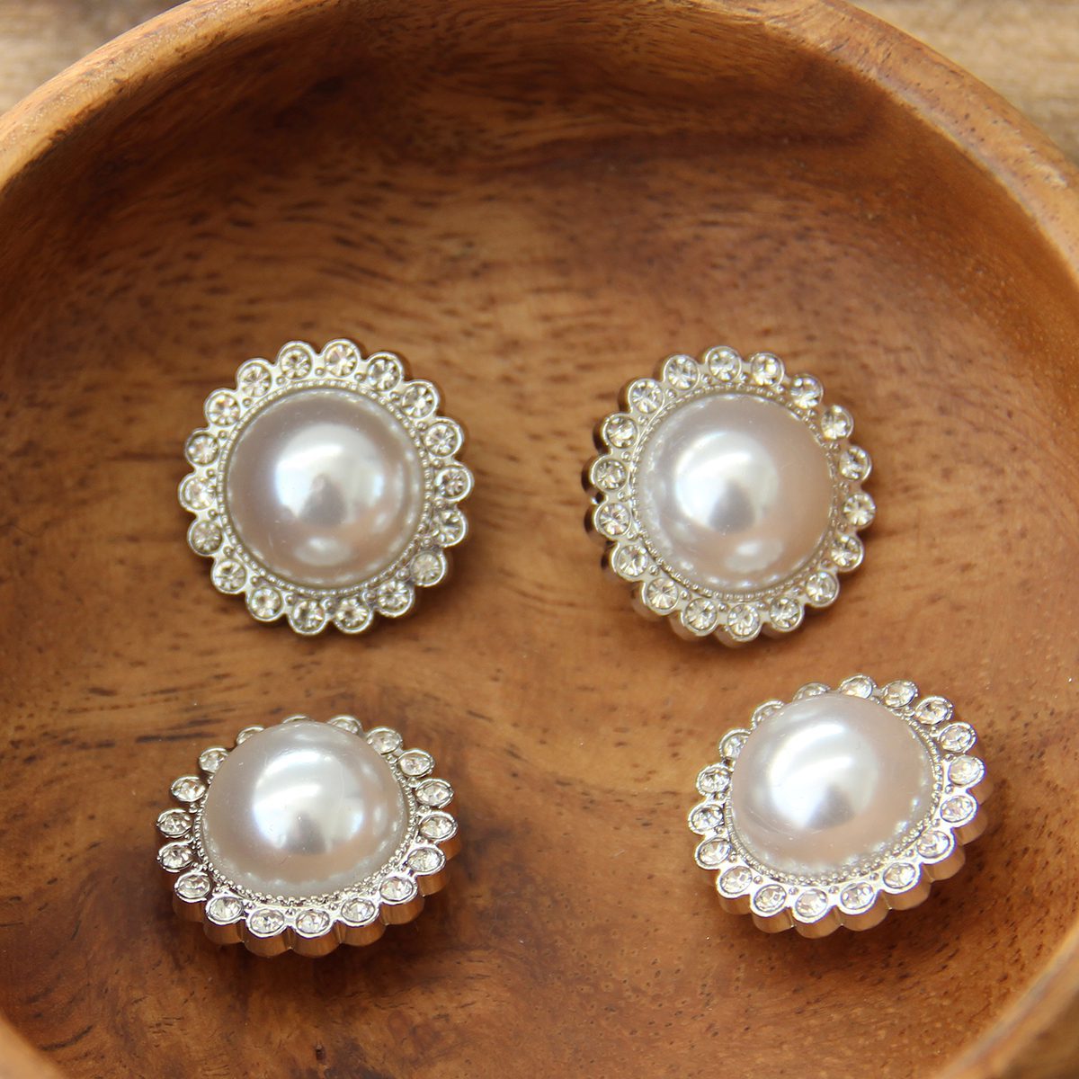 Go Handmade Diamond Pearl knapper 21 mm sølv 4 stk