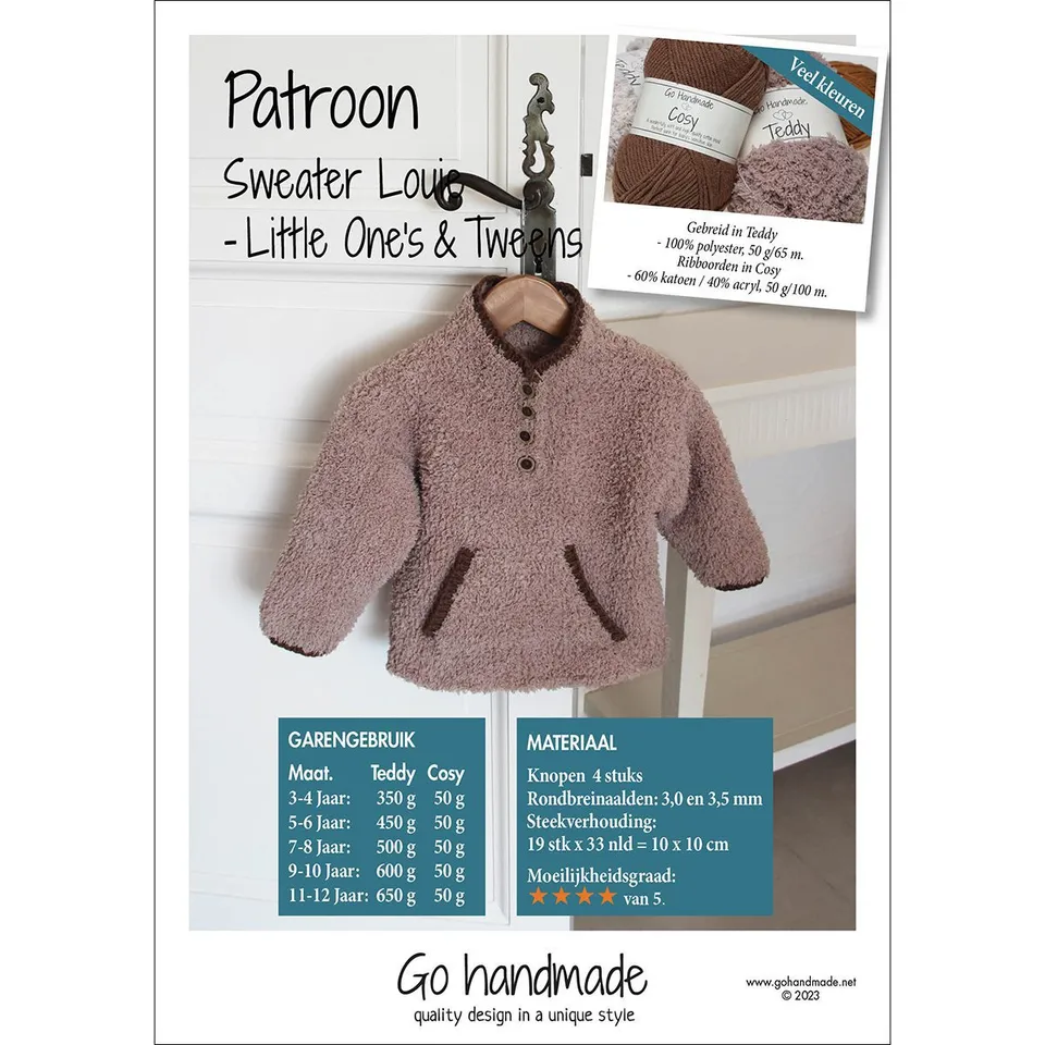 Go Handmade Robin genser strikkeoppskrift voksen XS-XXXL