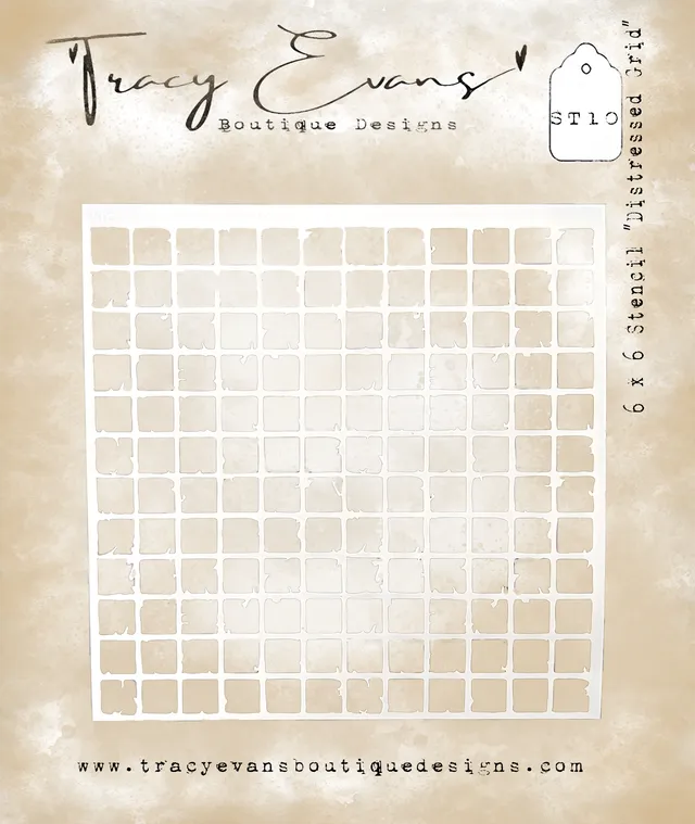 Tracy Evans Design ST010 sjablong distressed grid 15x15 cm