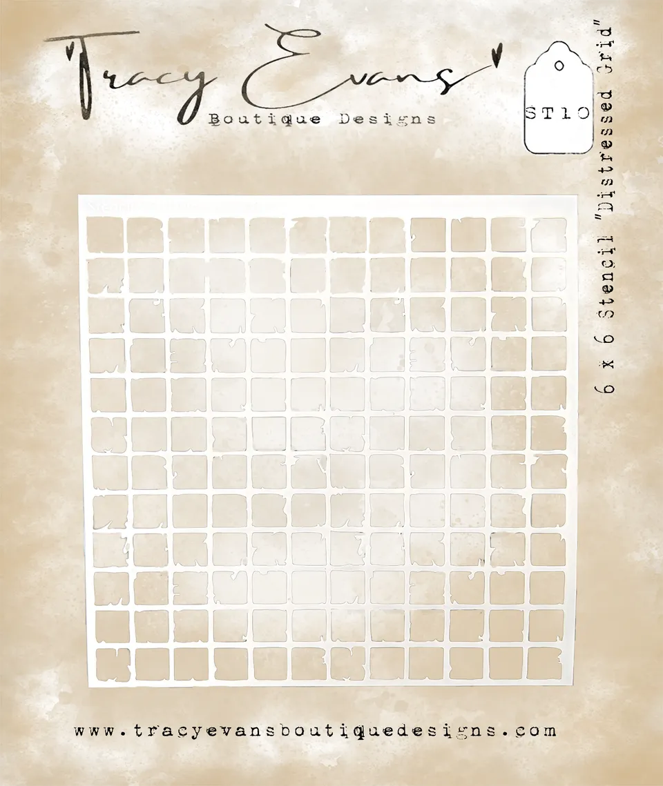 Tracy Evans Design ST010 sjablong distressed grid 15x15 cm