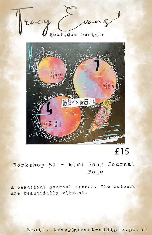 Tracy Evans Design Workshop 051 nettkurs Bird Song Journal Page