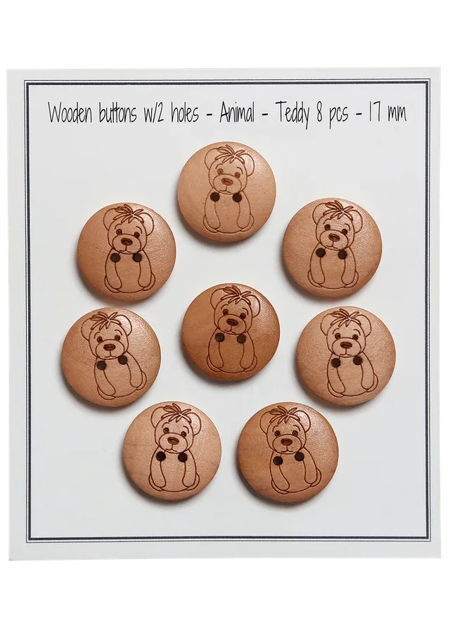 Go Handmade Teddy knapper 17 mm 8 stk