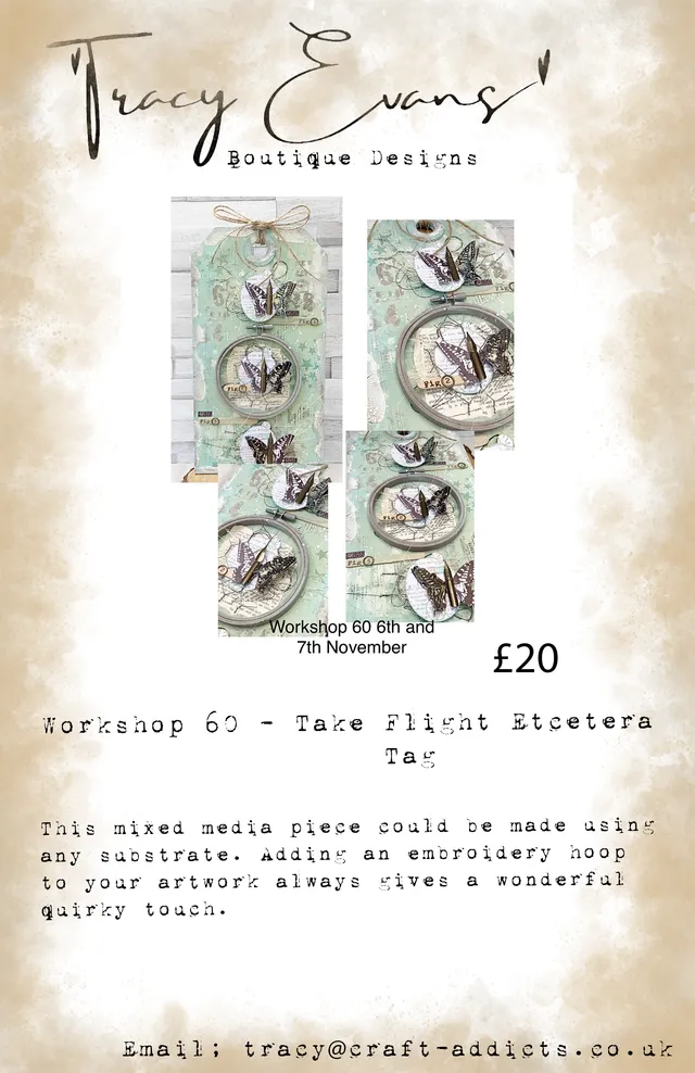 Tracy Evans Design Workshop 060 Take Flight Tag nettkurs tag