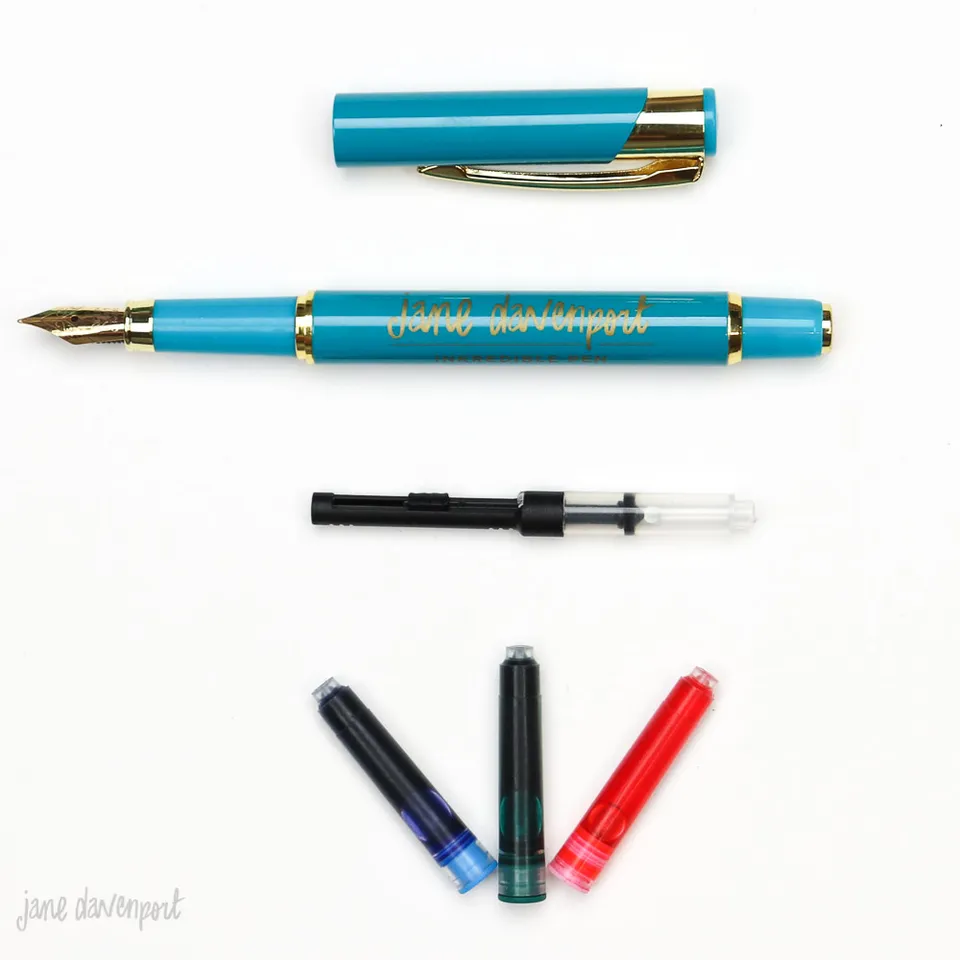 Jane Davenport INKredible Teal Gold fyllepenn turkis