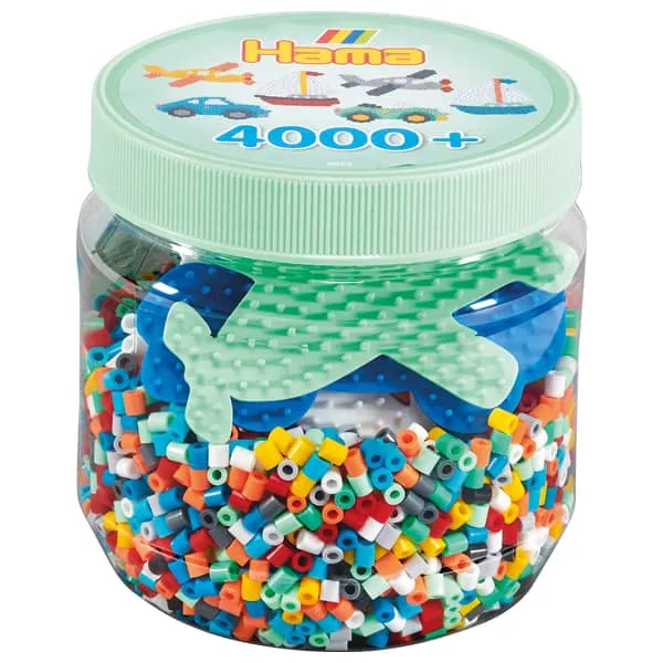 Hama Midi perleboks 4000 perler blå tub bil båt