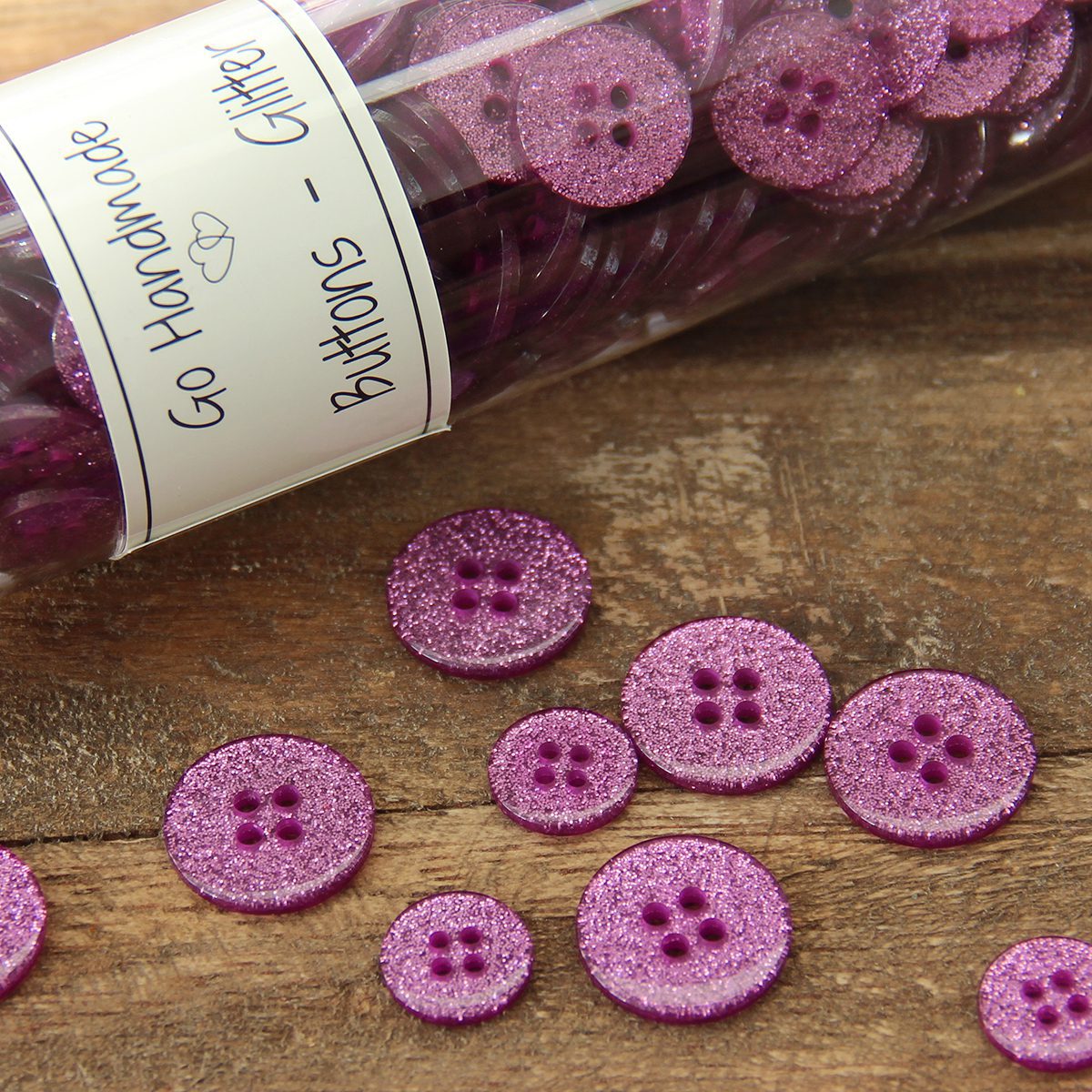 Go Handmade Glitter knapper 18 mm 8 stk blanke