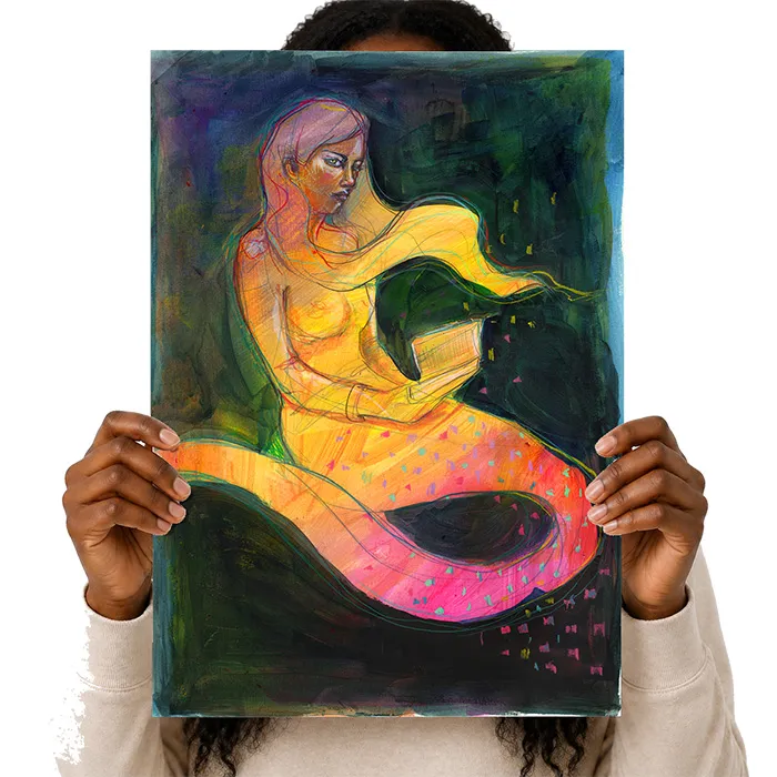 Jane Davenport Reading the Tide originalmaleri Whispering Sirens