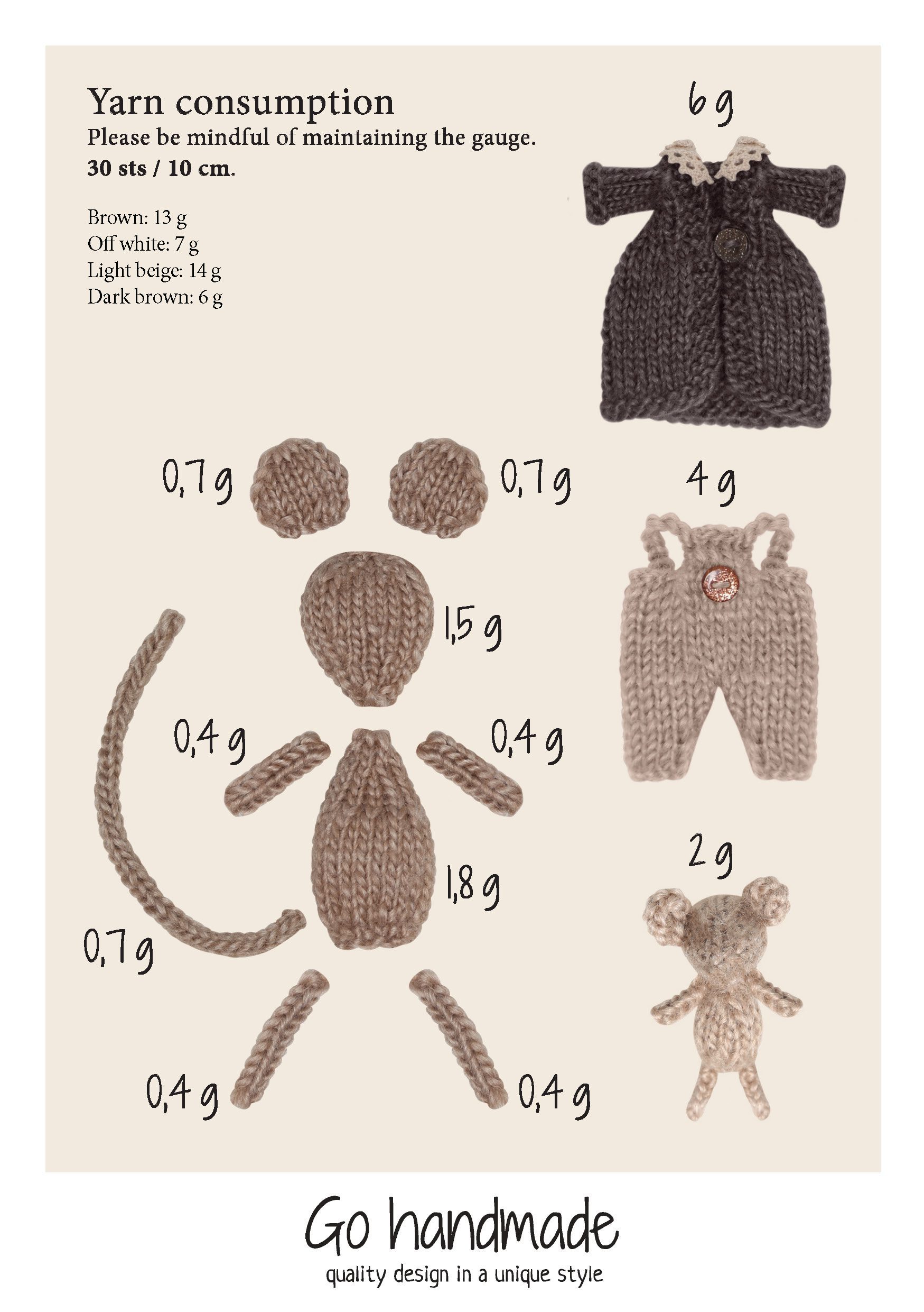 Go Handmade Mice Sisters heklesett 10 cm mus