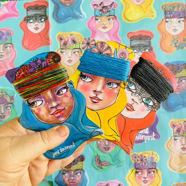 Jane Davenport ThreadHeads Set 1 vokset lintråd til journal