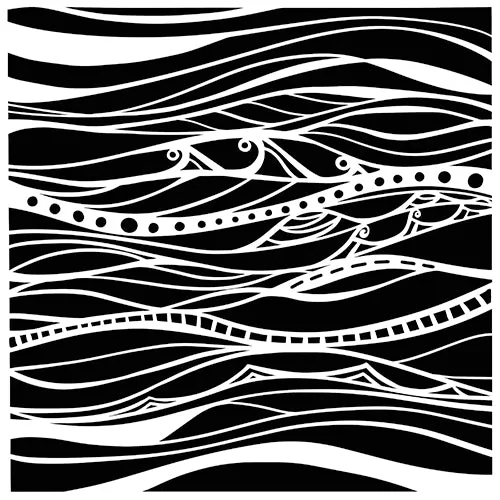 The Crafters Workshop TCW1060 Calm Waves sjablong 6x6 bølger
