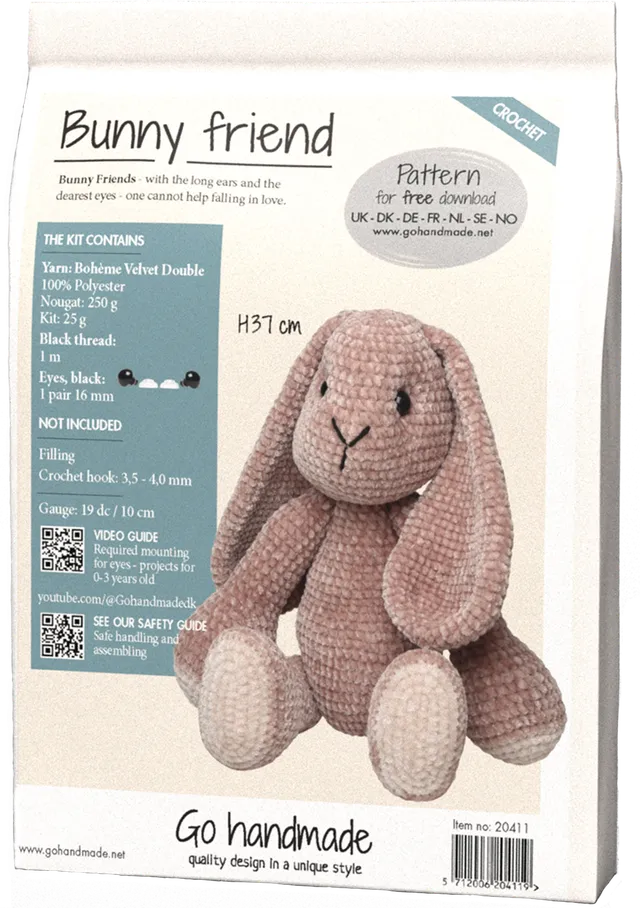 Go Handmade Bunny friend heklesett 37 cm nougat