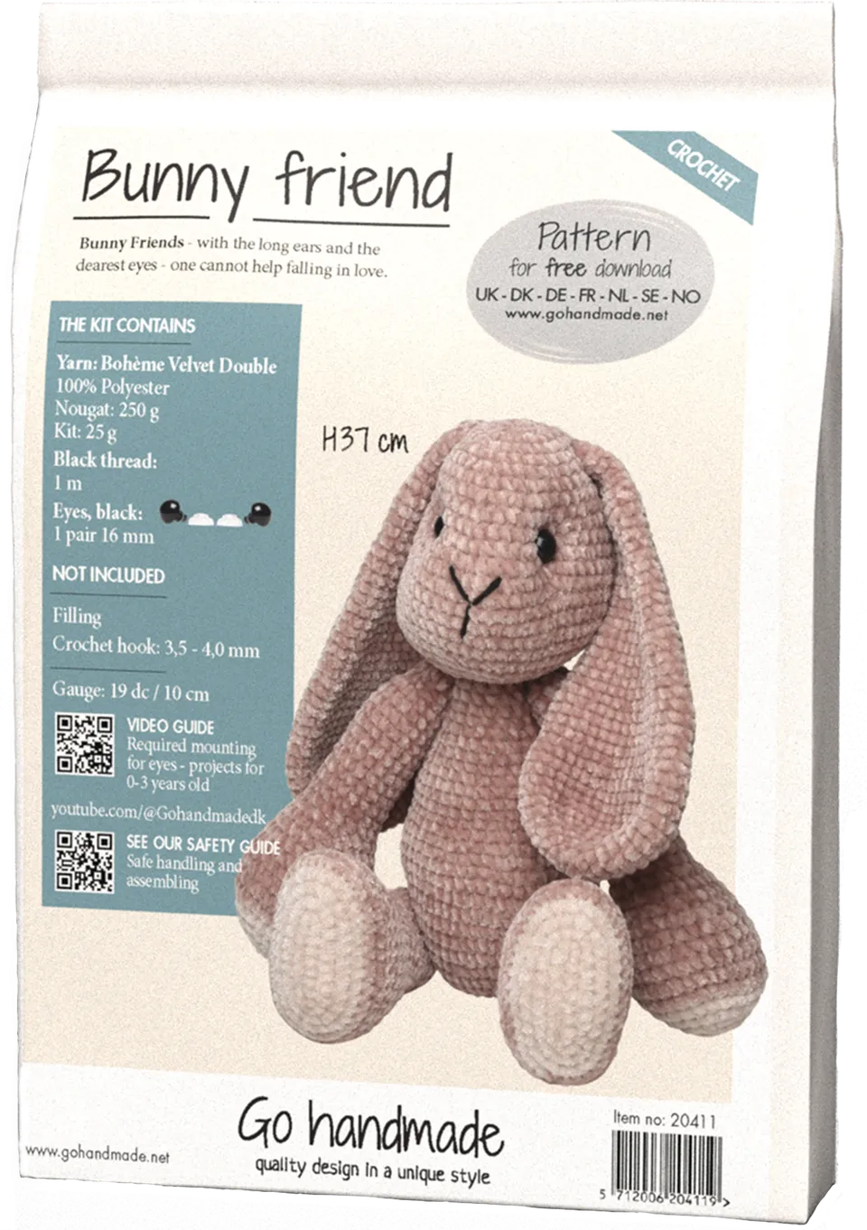 Go Handmade Bunny Friend H37 cm heklesett nougat