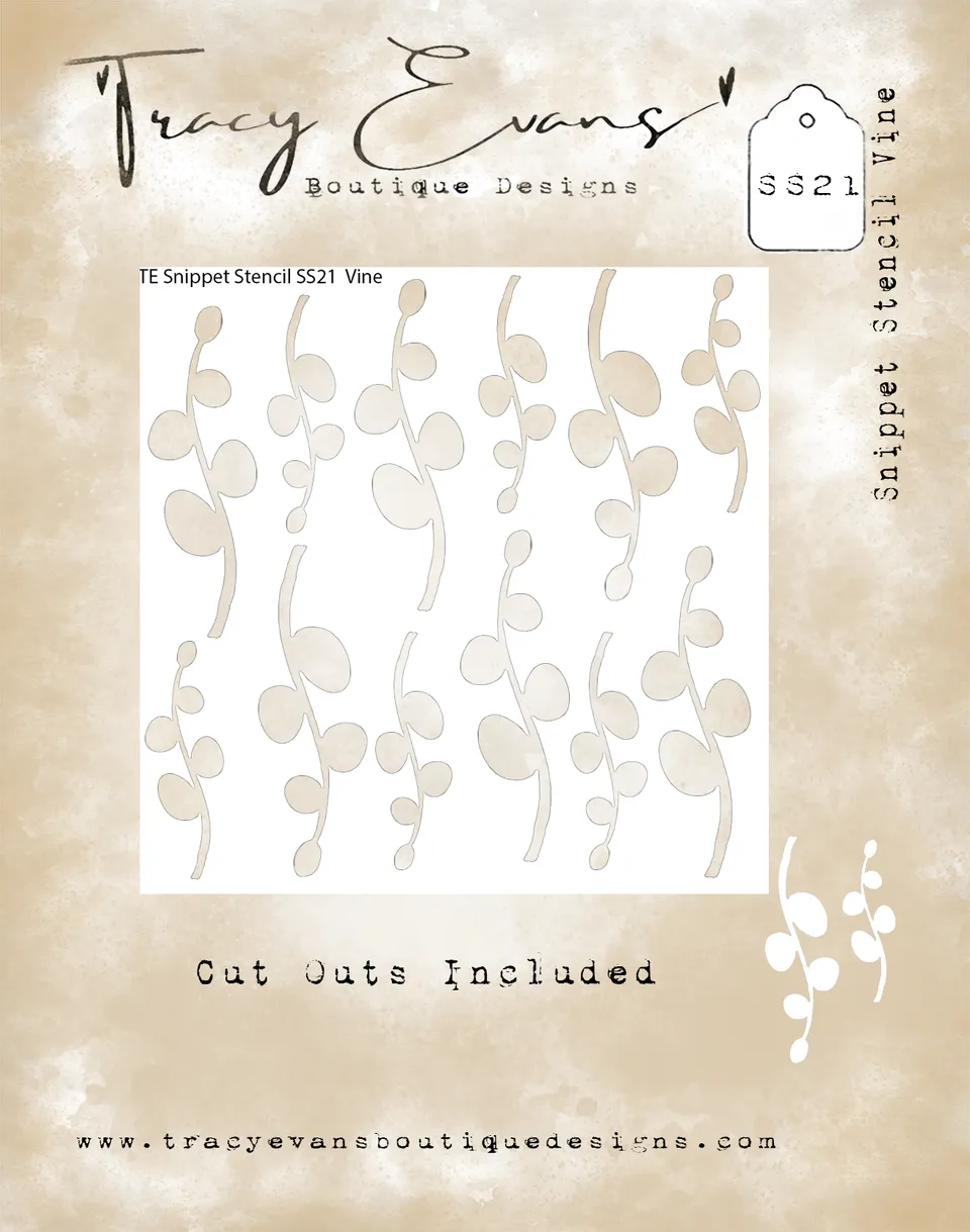 Tracy Evans Design SS021 Vine sjablong 4x4 tommer