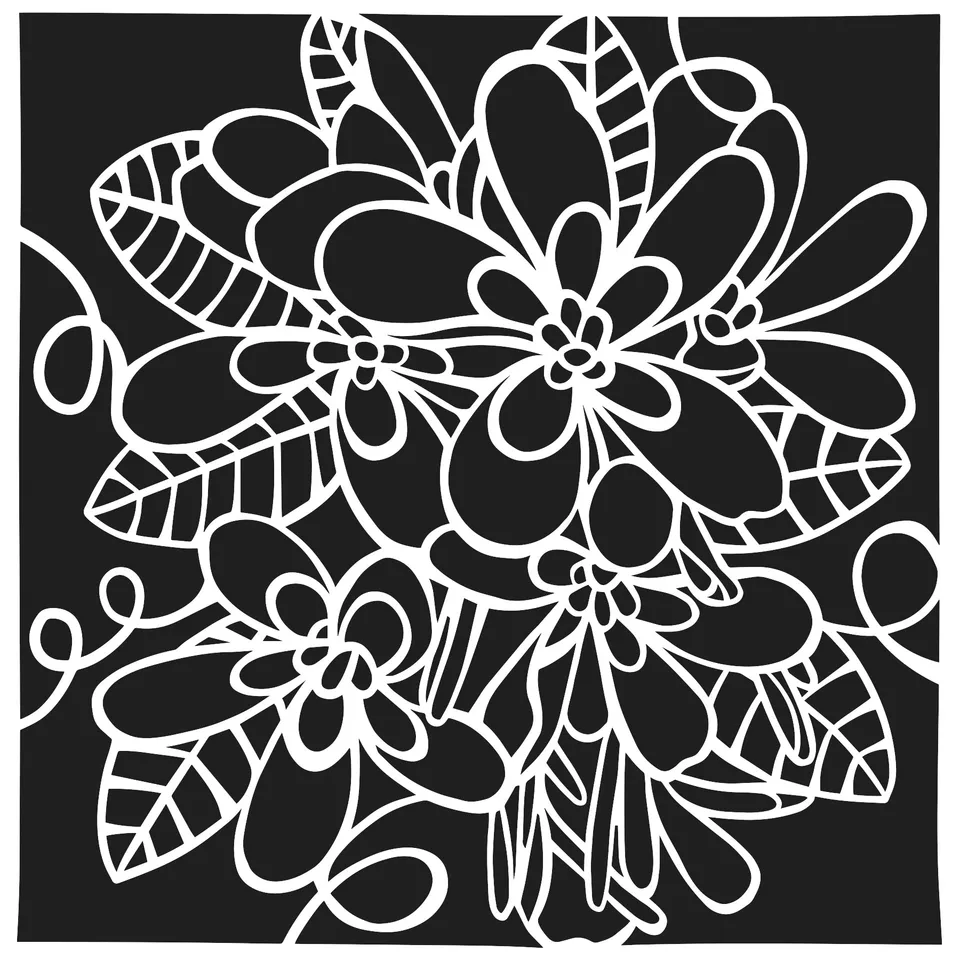 The Crafters Workshop TCW1066s Flower Cluster sjablong 6x6 blomst