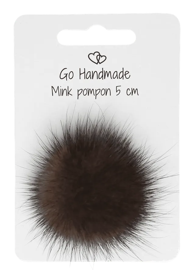 Go Handmade minkdusk 5 cm naturbrun med strikk