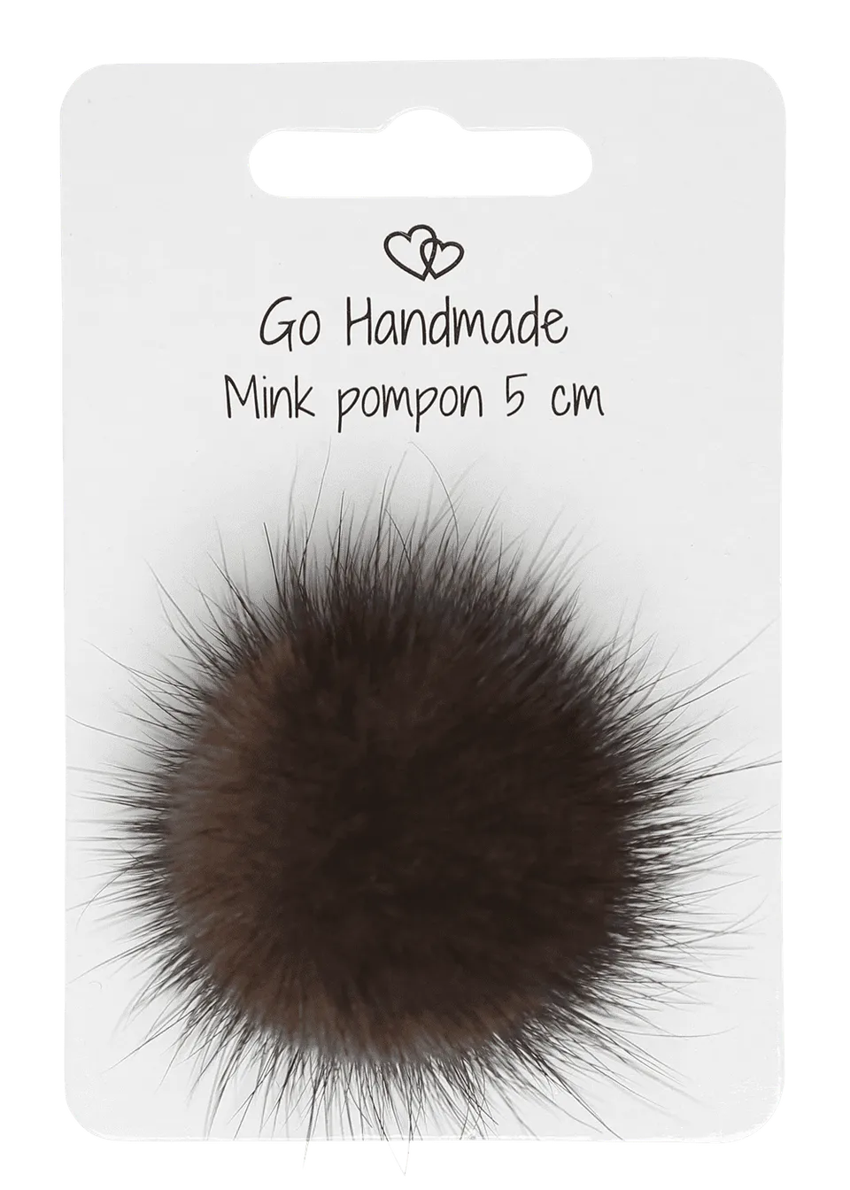 Go Handmade minkpompon 5 cm naturbrun med strikk