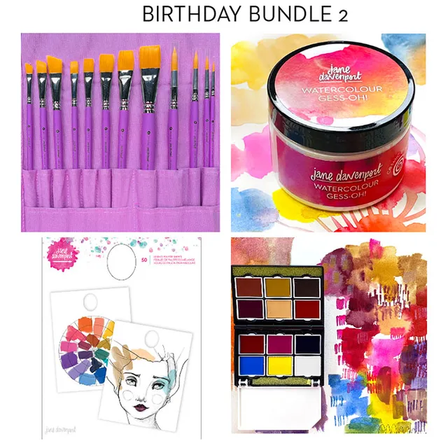 Jane Davenport Prime Time Painting Party Kit malesett med pensler