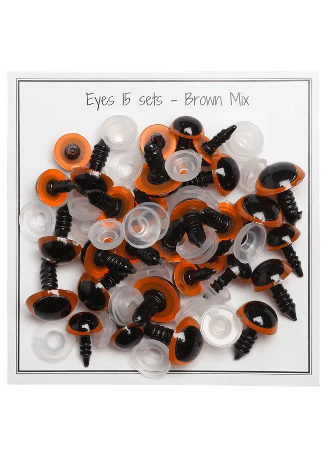 Go Handmade sikkerhetsøyne brun mix 15 stk