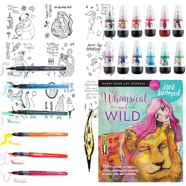 Jane Davenport Whimsical and Wild malesett med bok