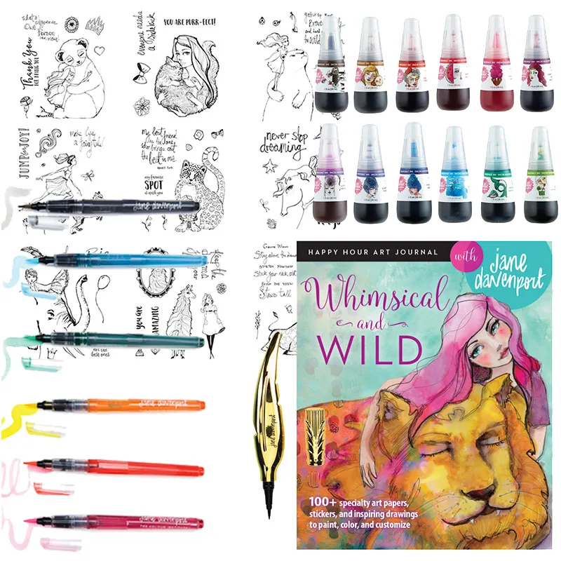 Jane Davenport Whimsical and Wild malesett med bok