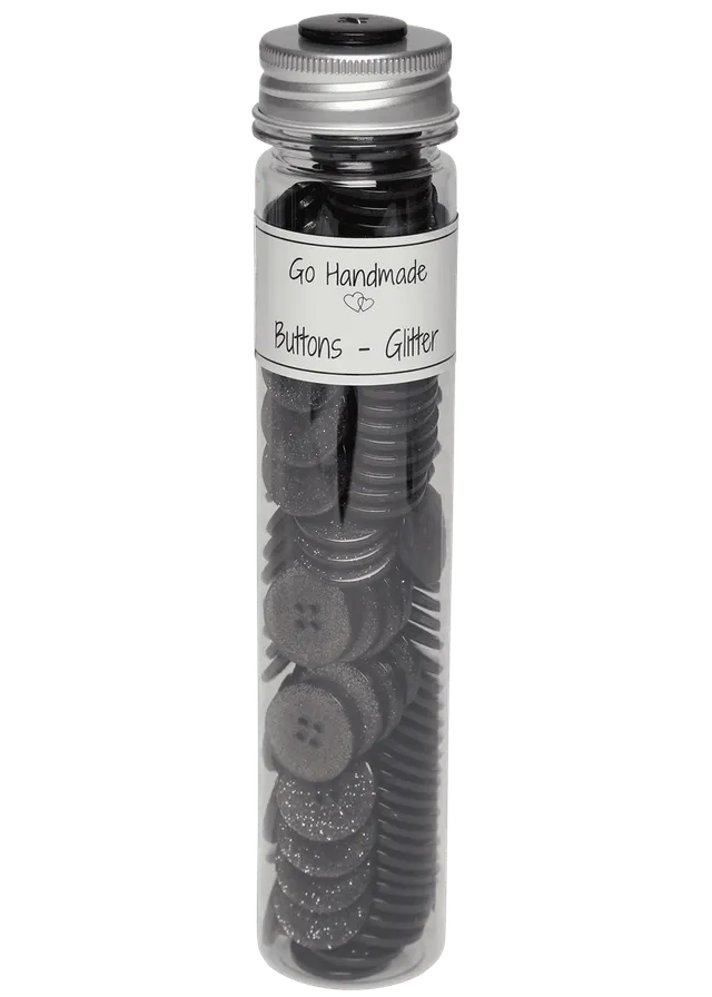 Go Handmade Glitter knapper 21 mm sort 125 stk