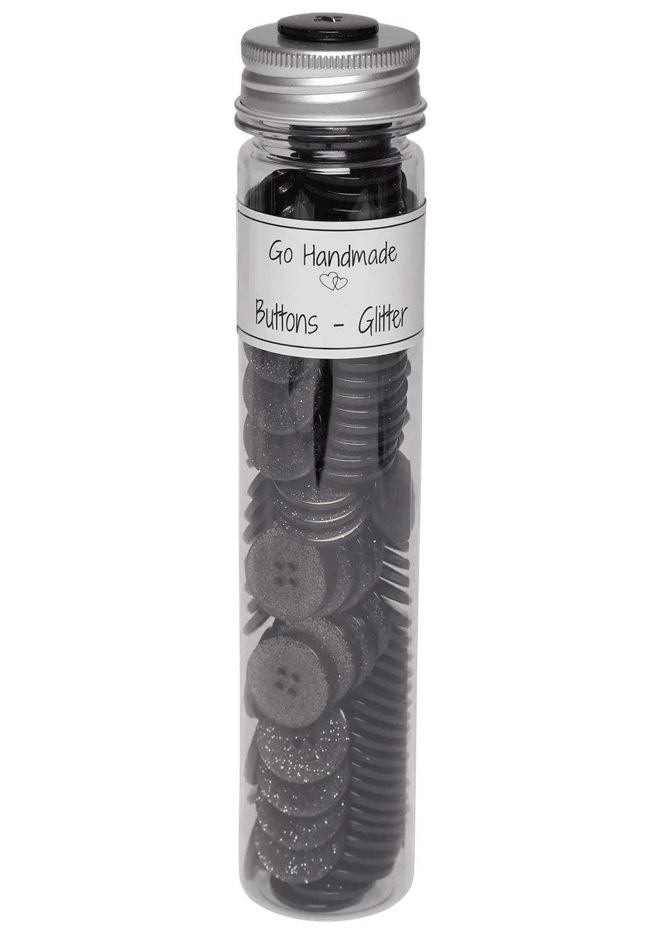Go Handmade Glitter knapper svarte 21 mm 125 stk