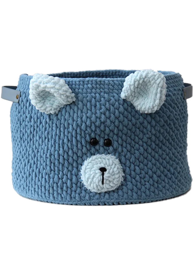 Go Handmade Teddy Basket heklesett 35 cm med skinnbunn