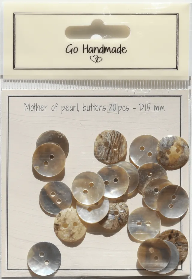 Go Handmade perlemorsknapper Natural 15 mm 20 stk natur
