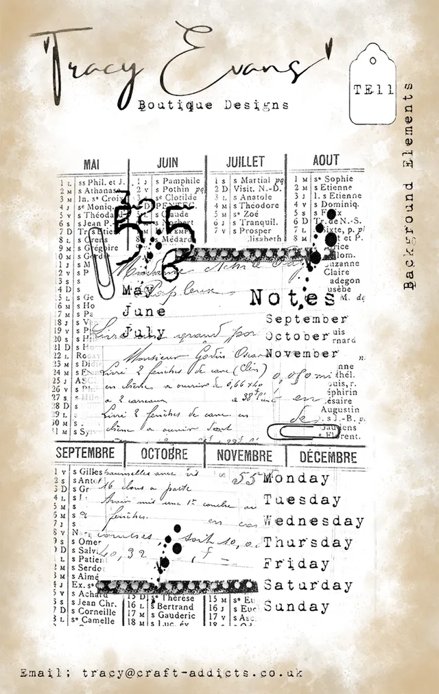 Tracy Evans Design Background Elements TE011 stempel A7