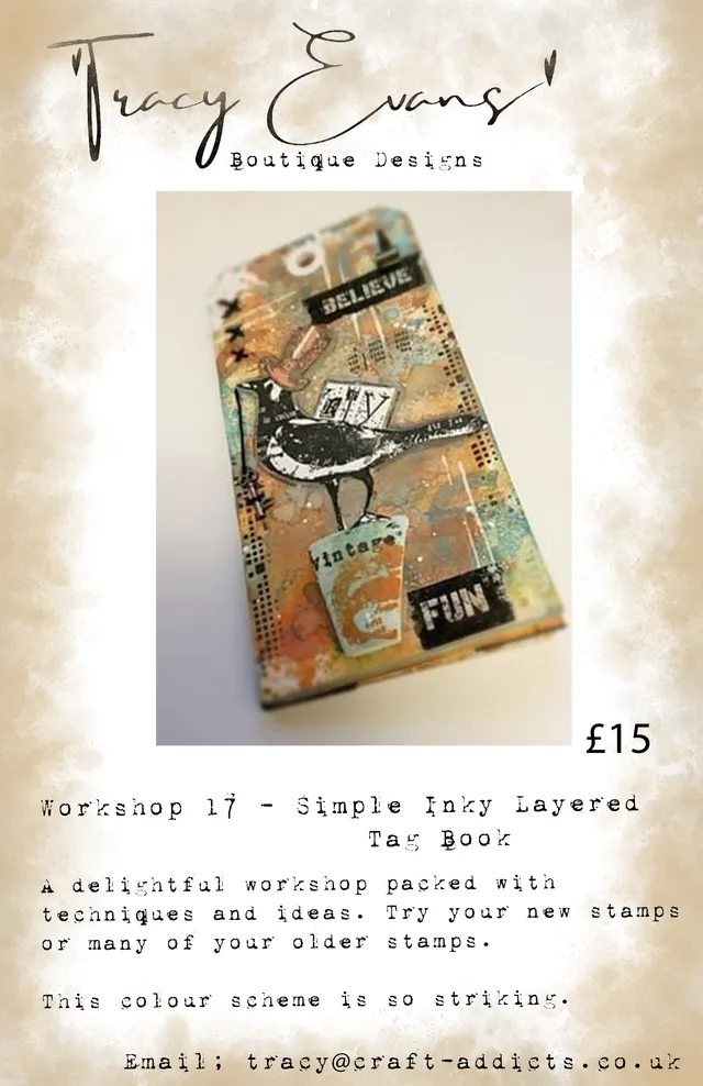 Tracy Evans Design Workshop 017 Simple Inky Layered Tag Book tagbok