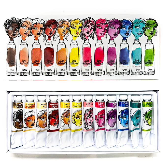 Jane Davenport Colour Library Set 1 akvarellmaling tuber varme