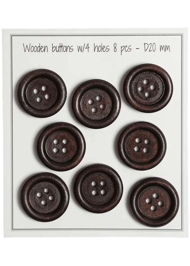 Go Handmade treknapp brun rund 20 mm 8-pk spor