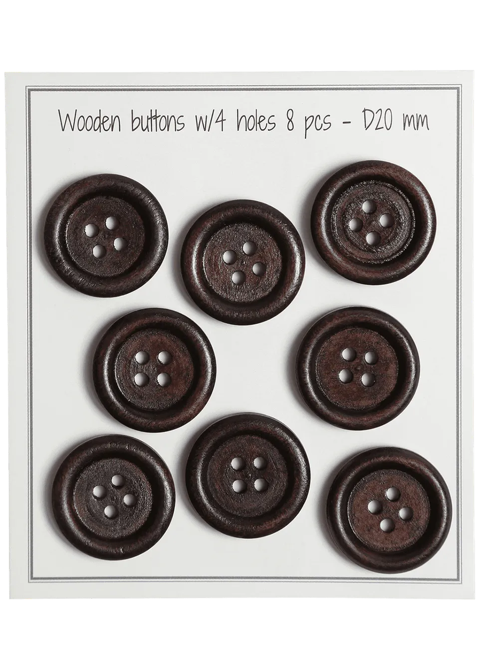 Go Handmade Round groove knapper brune 20 mm 8-pk
