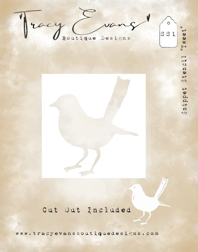 Tracy Evans Design SS001 Tweet sjablong 4x4 tommer fugl
