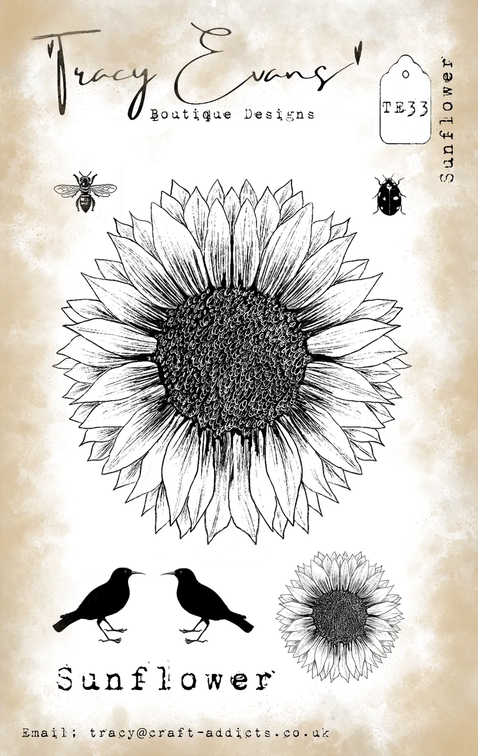Tracy Evans Design TE033 stempel Sunflower A6