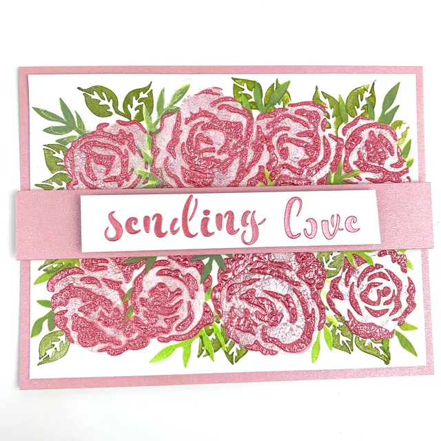 The Crafters Workshop TCW6041 sjablong Rose Banner A2 lagdelt