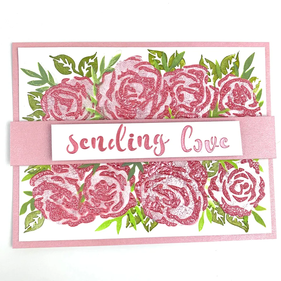 The Crafters Workshop TCW6041 sjablong Rose Banner A2 lagdelt