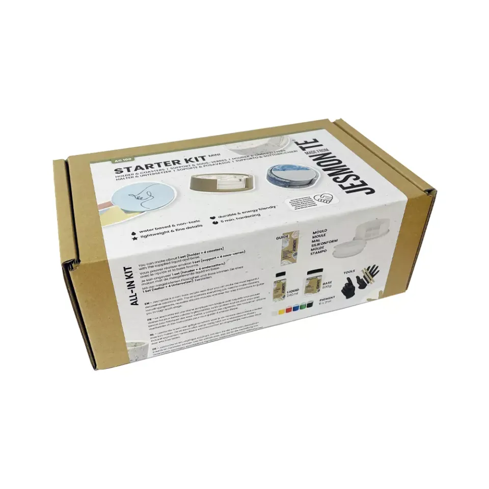 Jesmonite AC100 mini kit 4 runde coasters støpesett